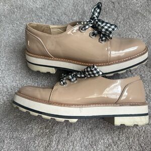 Zara Tan and Black Flats with Patent Leather Accents